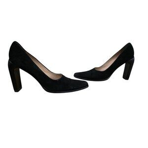 Vintage Gucci Suede Block Heel Pumps Black 9